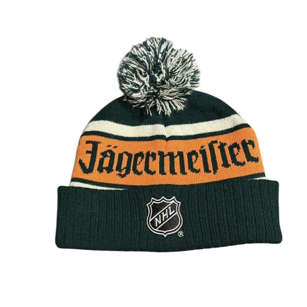 Jagermeister NHL Dark Green Orange White Winter Beanie Stocking Hat Cap